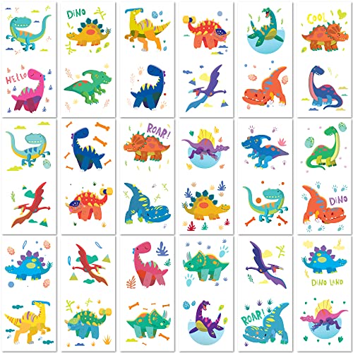 Valentines Day Gifts for Kids - PapaKit 36 Pc Dinosaur Temporary Tattoos for Kids - Individually Wrapped Sheets | Jurassic Birthday Party Favors, Goodie Bag Fillers, School Rewards