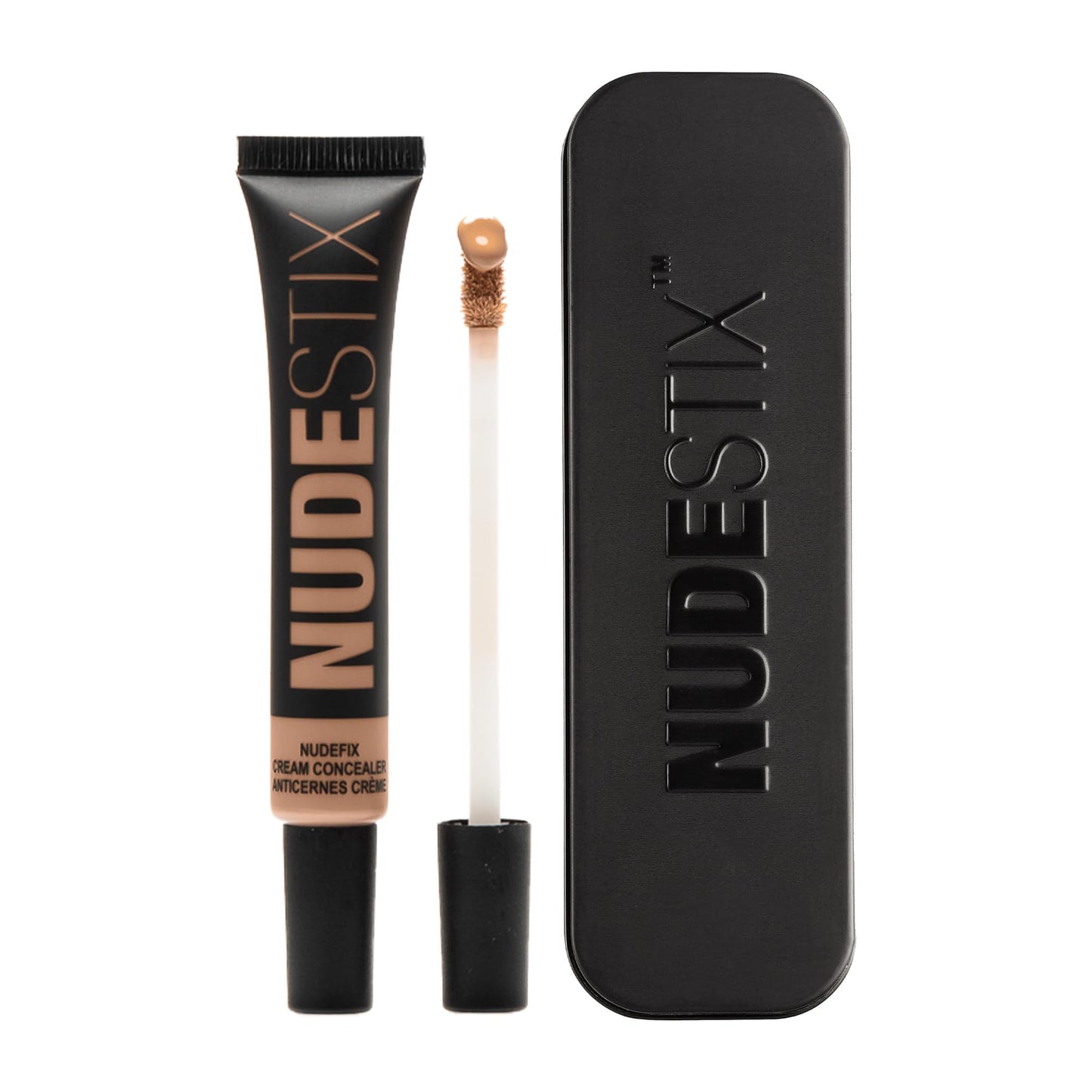 Nudestix NudeFix Cream Concealer, Lightweight Liquid, Natural Finish Makeup, Hydrating, Brightening, Under Eye Dark Circle Corrector, Reduces Redness and Blemishes, Shade: Nude 5.5, 0.34 fl oz (10 ml)