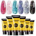 BURANO 6-Color Poly Extension Gel Kit - Glitter Builder Gel Starter Set