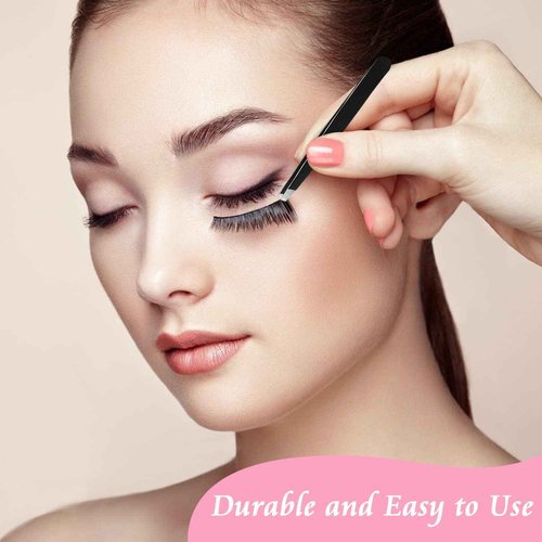 LuckyOpt 4pcs Precision Tweezers Set, 430 Stainless Steel Tweezers with PU Leather Storage Bag, Slant Flat Eye Brow Tweezers for Women Facial Hair, Eyelash Extension, Eyebrow Plucker (Pink)