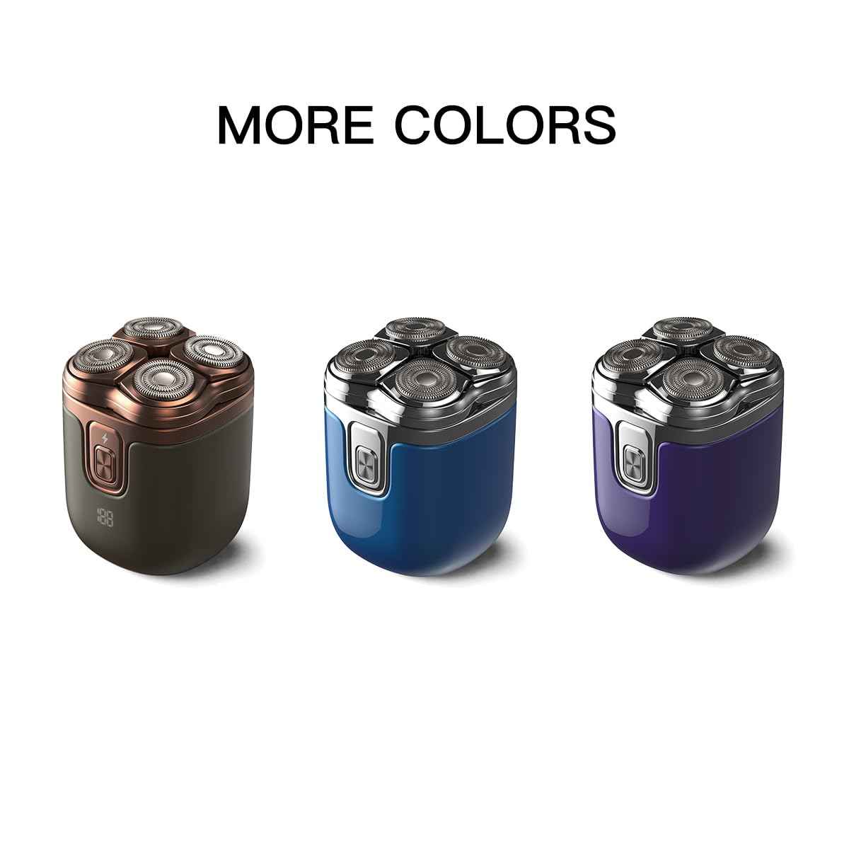 4-Blade Rotary Shaver for Men - Waterproof Electric Razor for Head Shaving & Face, Wet/Dry USB-C Rechargeable with LED Display, Detachable Trimmer Heads for Bald Men & Sensitive Skin