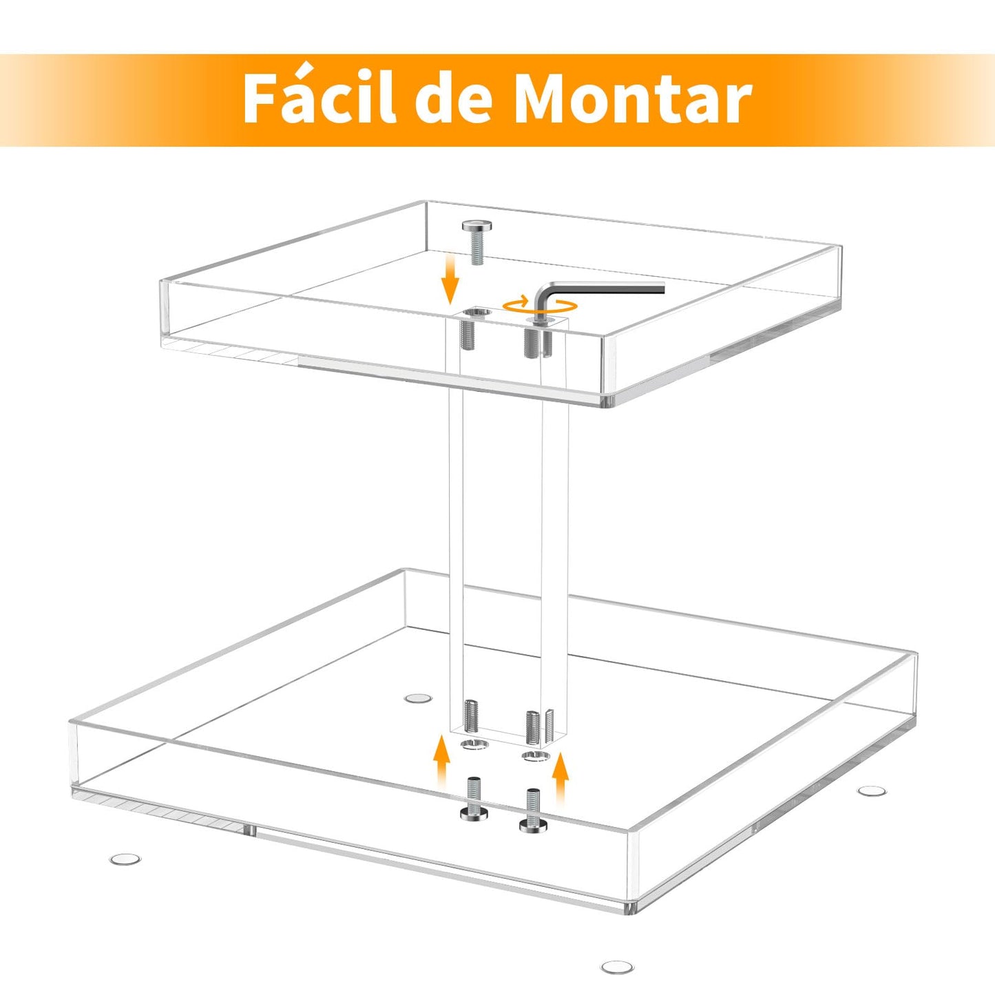NIUBEE 2-Tier Acrylic Bathroom Cosmetic Storage Organizer for Dresser and Countertop - Standing Perfume Tray for Bedroom Decor