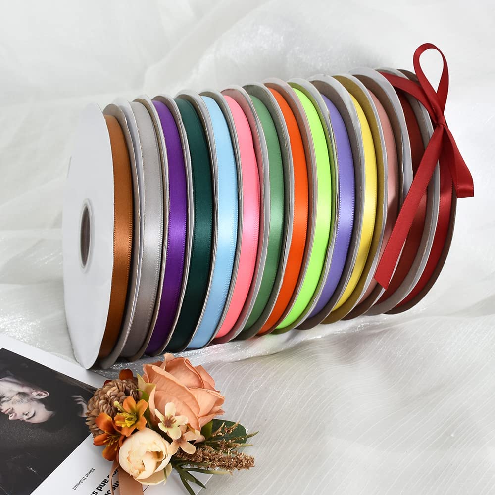 TONIFUL 3/8 Inch x 100yds Rust Satin Ribbon Thin Solid Fabric Ribbons Roll for Gift Wrapping Invitation Floral Hair Balloons Craft Sewing Party Wedding Popsicles Decoration Valentine's Day Bouquet