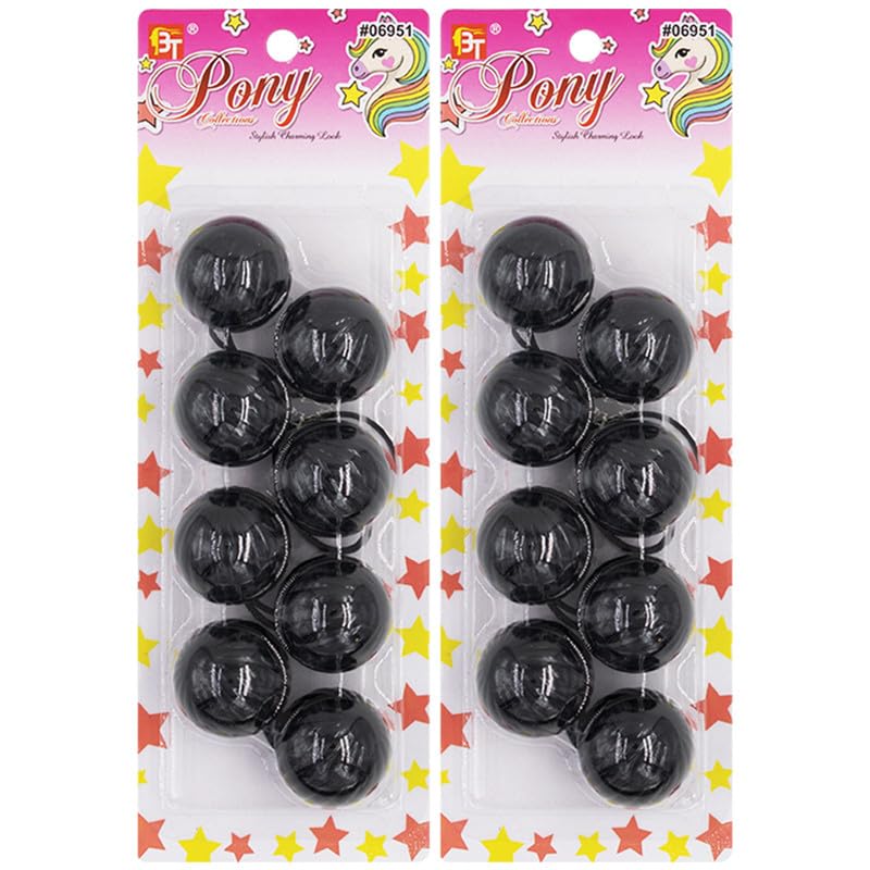 8 Pcs Large Ponytail Holders with Balls - Bubble Twinbead Hair Ties for Girls, Toddlers Hair Accessories (Black)