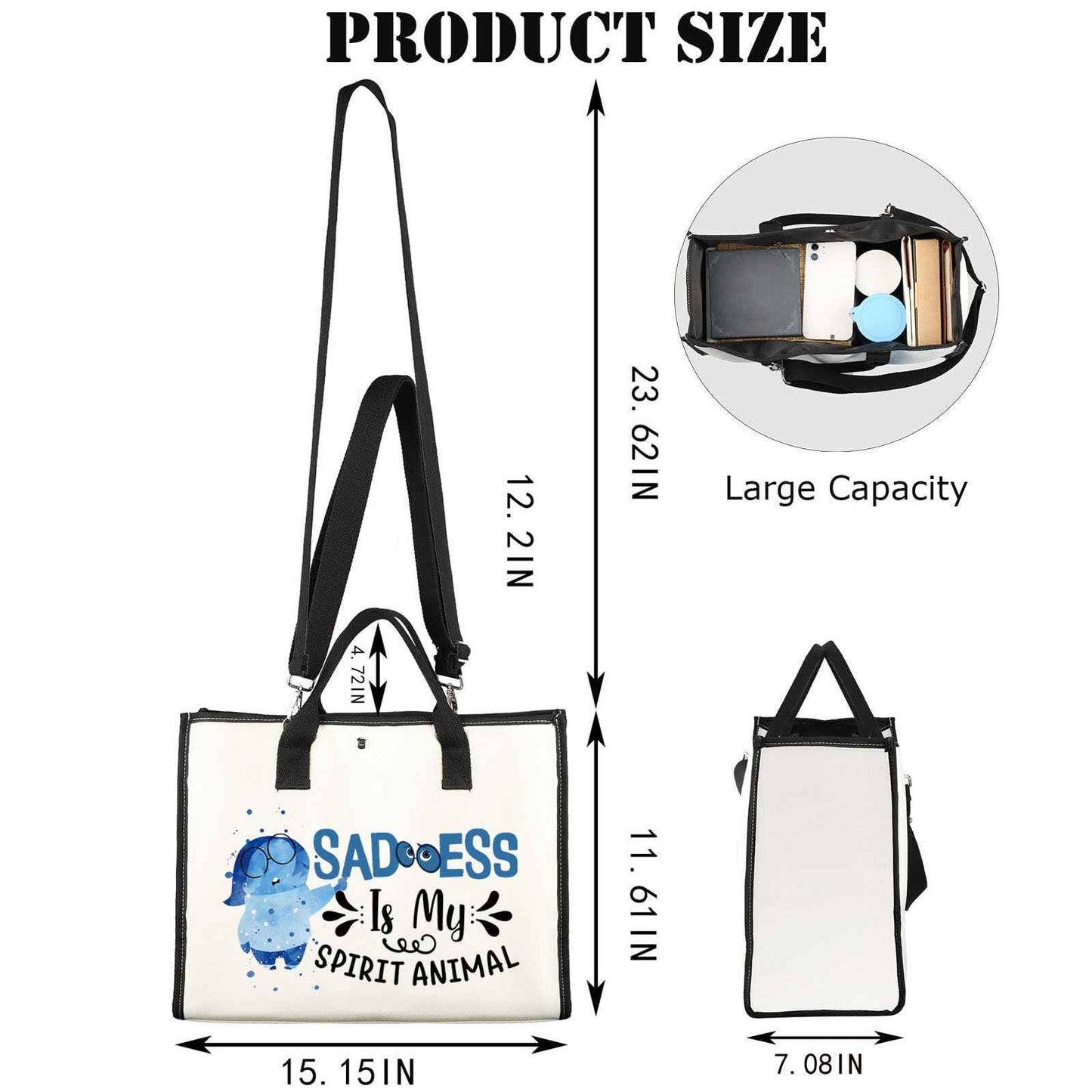 JNIAP Emotion Movie Makeup Bag Cartoon Movie Gifts Cartoon Lover Gifts Emotions Feeling Emotional Zipper Pouch(Sadnes Tote)