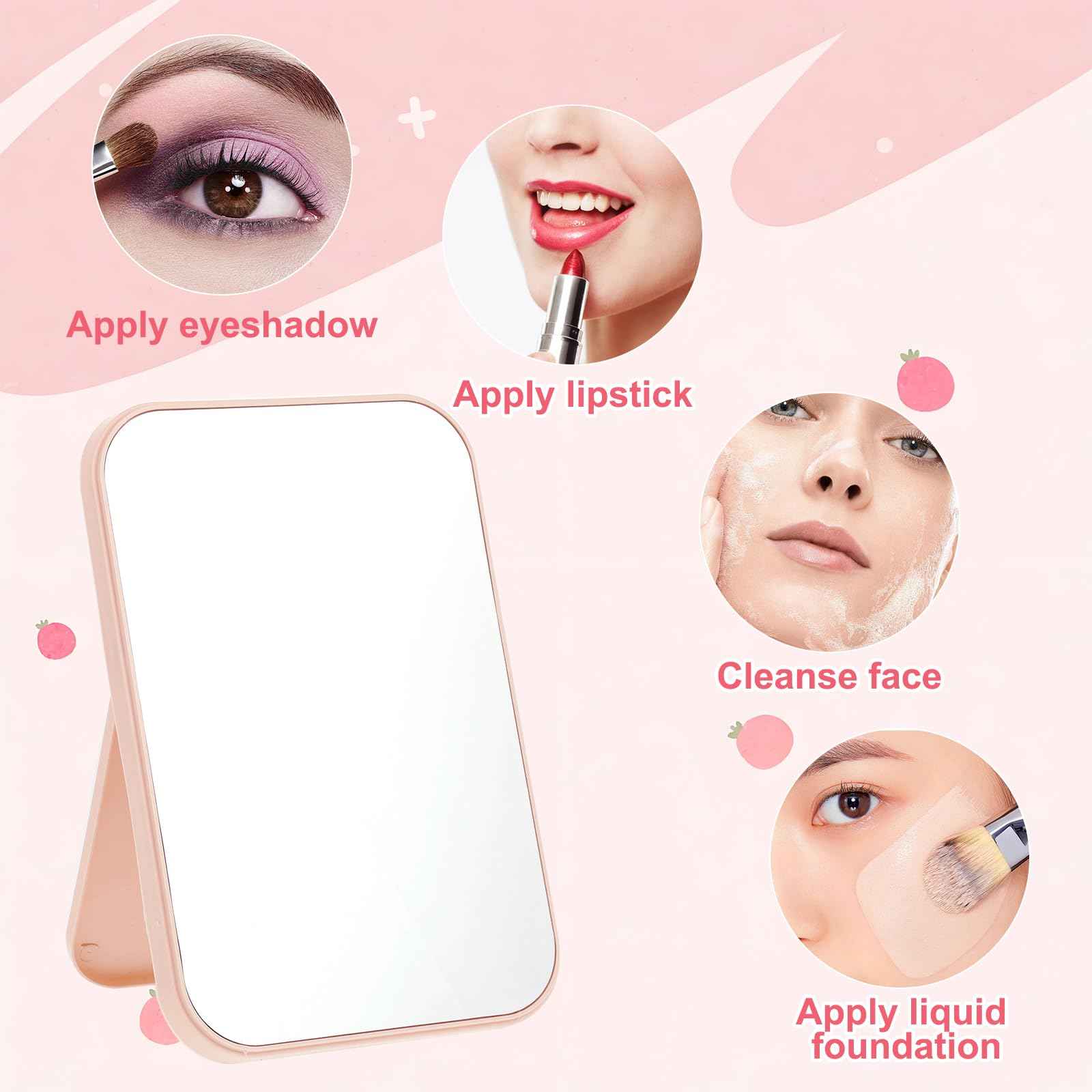 Rainmae 12 Pcs Spa Party Mirrors Spa Party Supplies for Girls, Pink Sleepover Accessory Favors Makeup Mirror for Sleepover Slumber Birthday Favors Gift