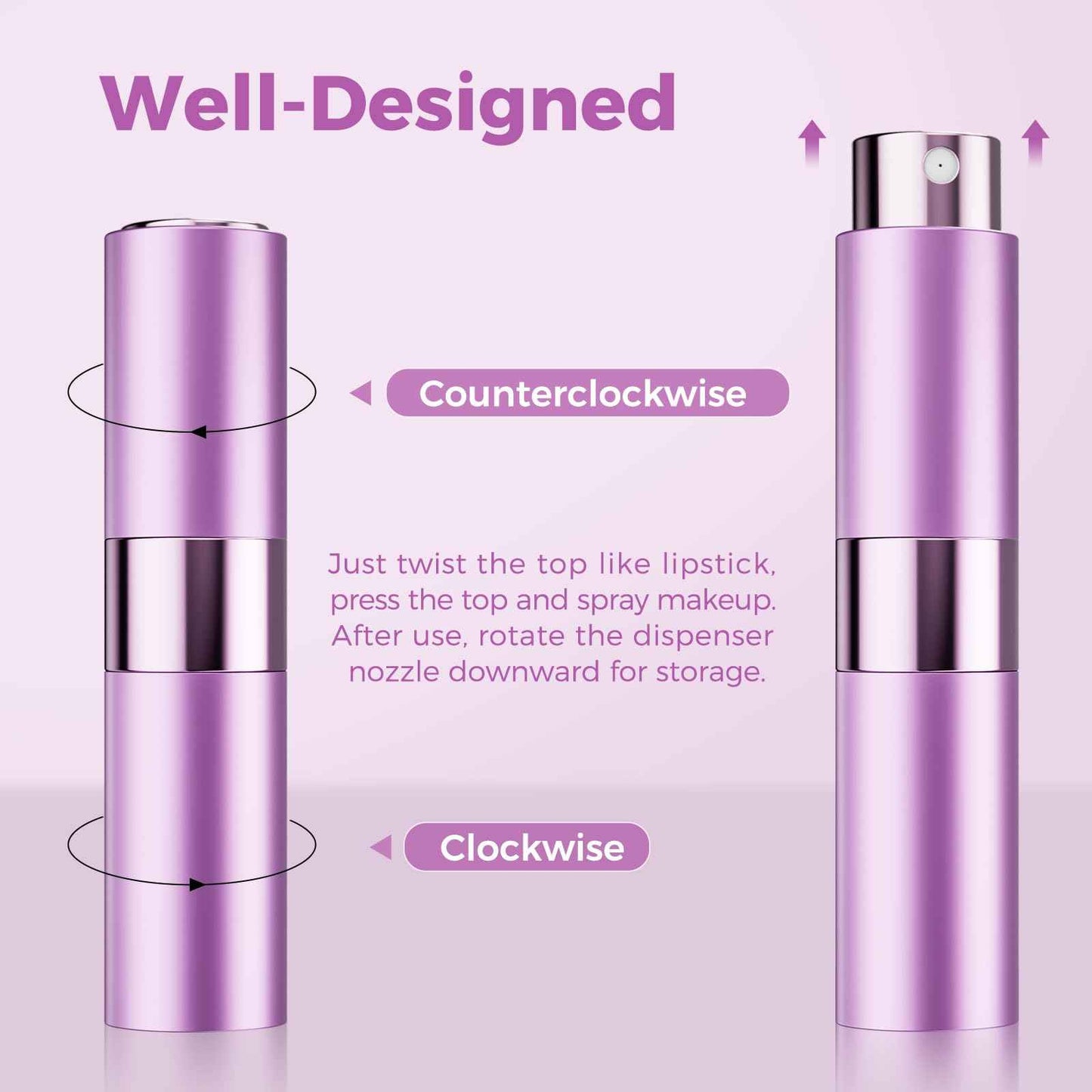 Augwontior Travel Perfume Bottle Refillable, Mini Cologne Travel Size Bottle, Empty Perfume Atomizer, Portable Atomizer Sprayer Dispenser with 3 Sets of Filling Tools (8ml, 3 Pack)