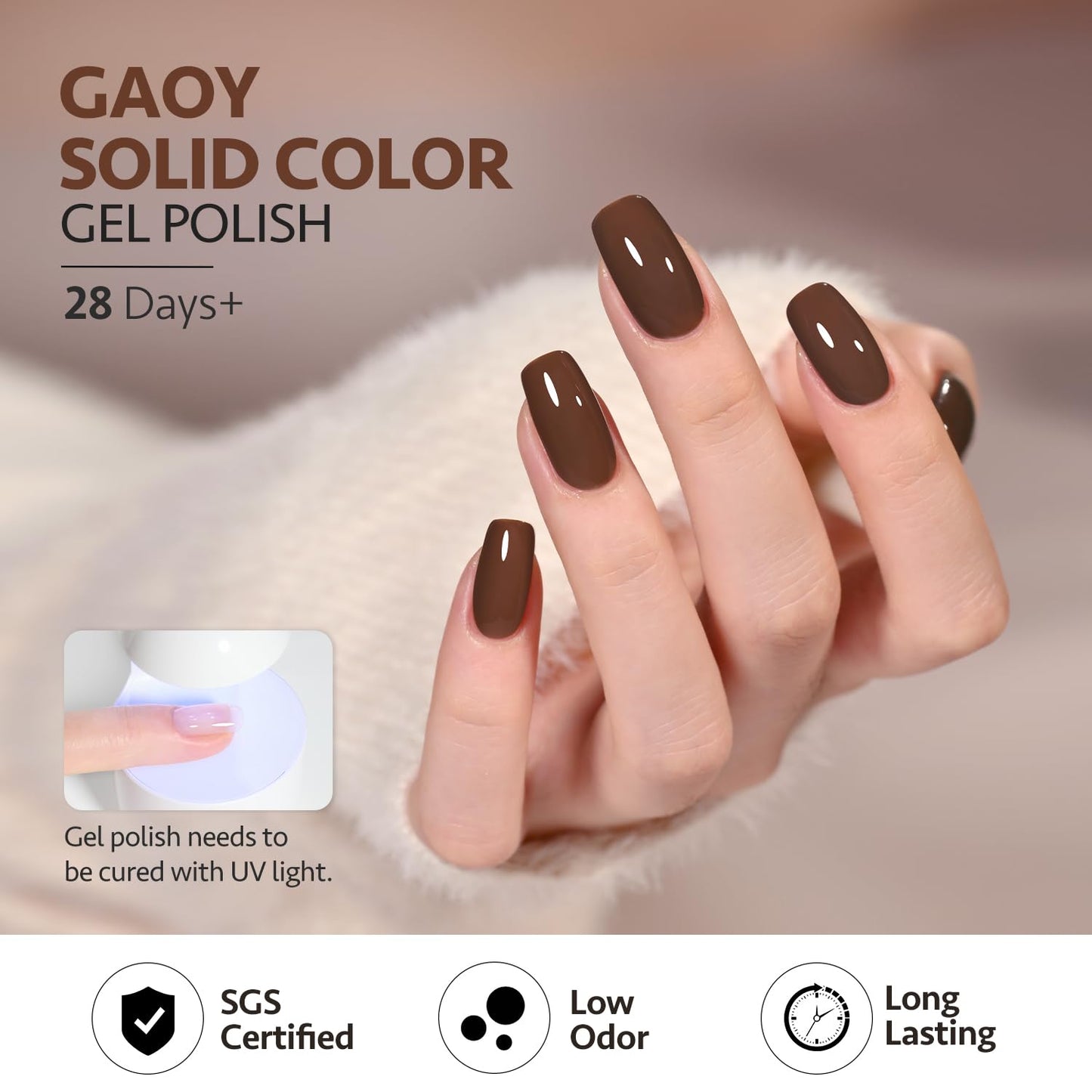 GAOY Brown Gel Nail Polish, 16ml Soak Off Gel Polish, UV Light Cure for Nail Art DIY Manicure at Home, 2016 Dark Brown