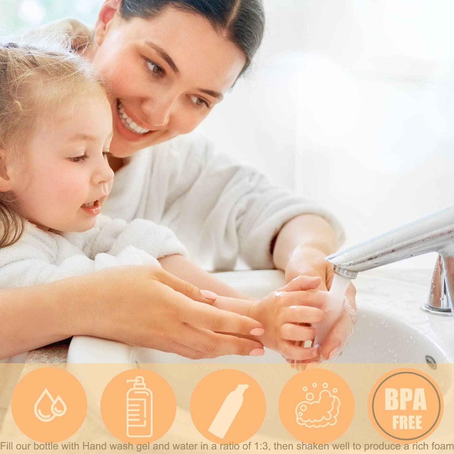 Lil Ray 2 Oz Empty White Foam Pump Bottle, Foamer Soap Dispenser for Lash Shampoo, Hand Soap, Foaming Cleaner(Rose Gold Pump, 6 PCS)