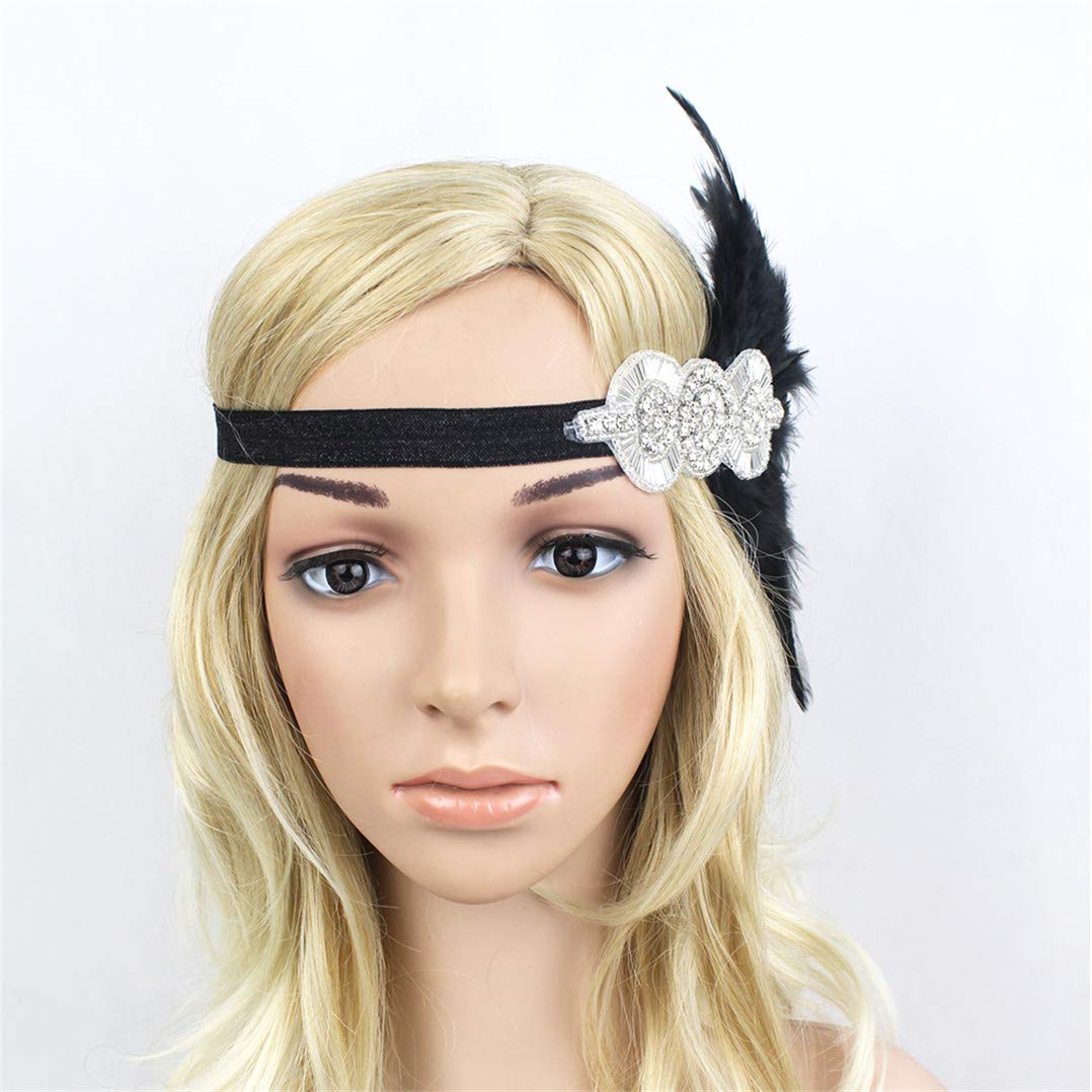 Women's 1920s Great Gatsby Headband Vintage Feather Flapper 20s Headpiece Vintage Multi White Party Hair Accessories