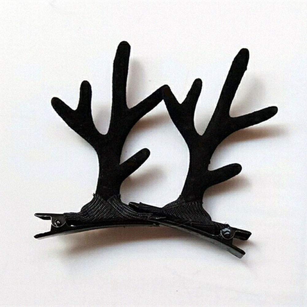 Antlers Hair Clips Hairpin Hair Accessories for Christmas Halloween Party Cosplay Costume SJR02 (Black)