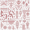 12pcs Brown Henna Temporary Tattoo Stickers, Waterproof Lace