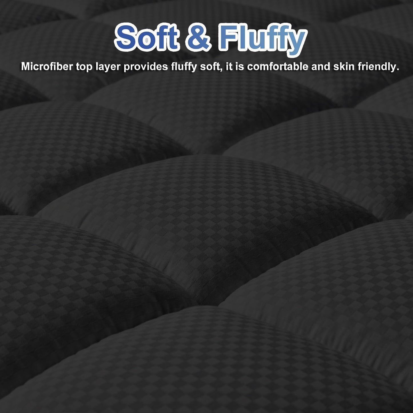 MATBEBY Bedding Quilted Fitted Twin XL Mattress Pad Cooling Breathable Fluffy Soft Mattress Pad Stretches up to 21 Inch Deep, Twin XL Size, Black, Mattress Topper Mattress Protector