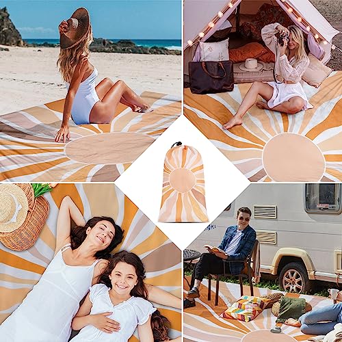 Waterproof Sandproof Beach Blanket, 9 Ft X 10 Ft Extra Large Beach Mat for 8 Adults, Lightweight Polyester Outdoor Picnic Blanket for Travel, Hiking, Camping, Beach Accessories for Vacation