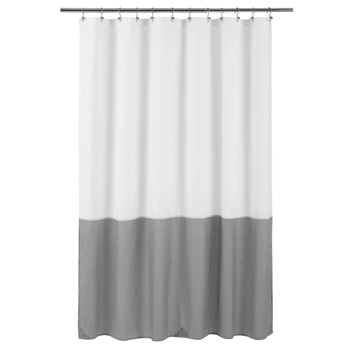 ALYVIA SPRING Waterproof Fabric Shower Curtain Liner - Soft & Light-Weight Cloth Shower Liner, 3 Bottom Magnets, Hotel Quality & Machine Washable - Standard Size 72x72, White and Grey