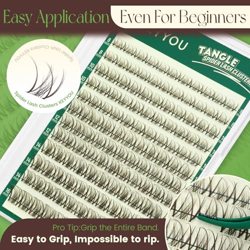 KEYYOU Dark Brown Lash Clusters Kit Nova D Curl Waterproof Fake Eyelashes