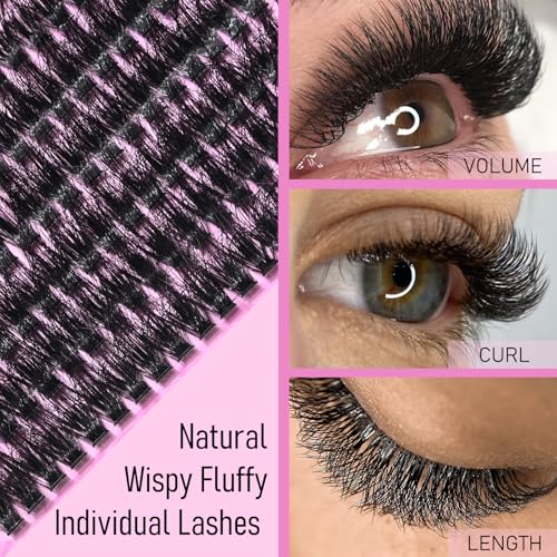 240Pcs D Curl Fluffy Lash Clusters 14-20mm DIY Extension Kit