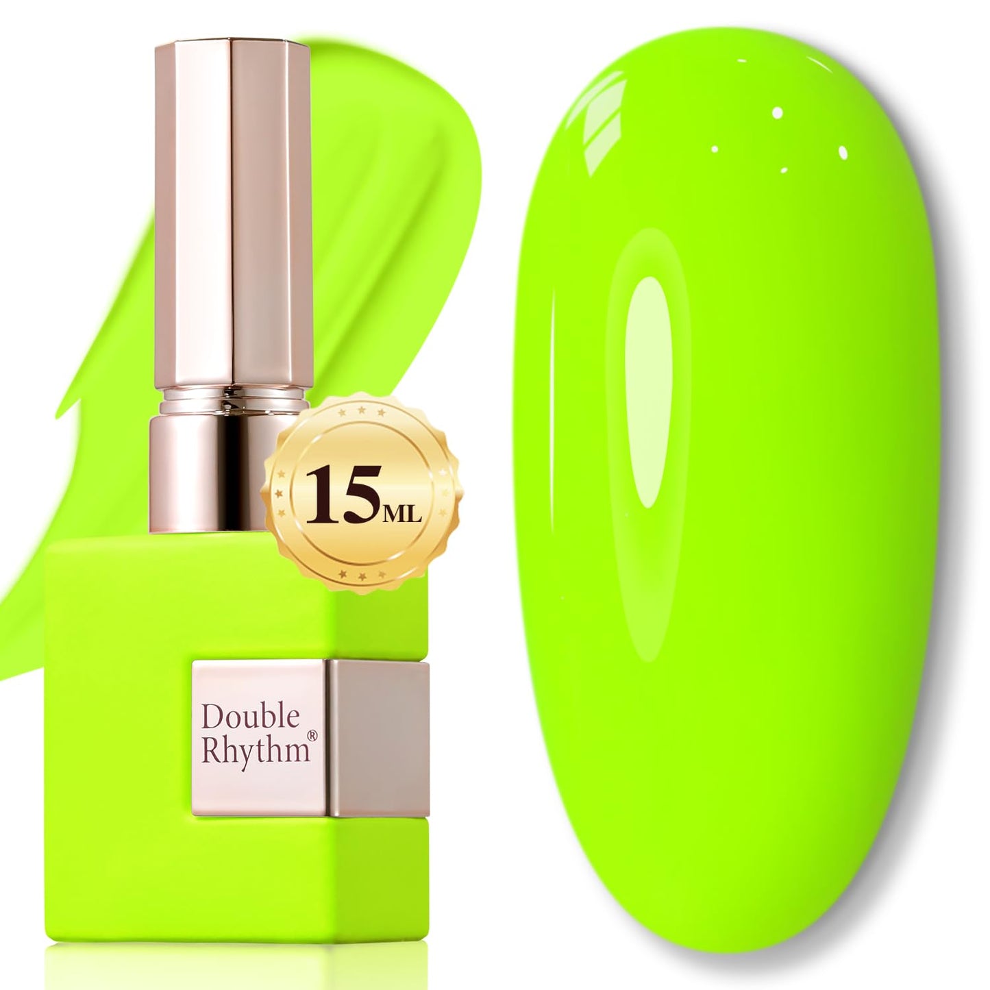 Double Rhythm 15ML Gel Nail Polish Pure Sheer Same Color Same Bottle Soak Off Gel Polish Art Manicure Salon DIY at Home for Women (Neon Green-A1305)