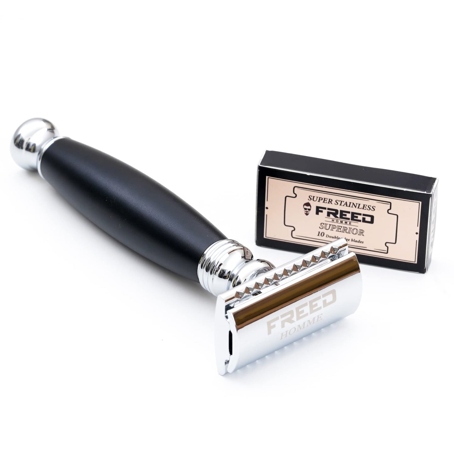 FREED Double Edge Razor,single blade razor,Aluminum alloy handle paired with a textured matte black finish,10 Japanese 6cr13 Stainless Steel Blades,It's the best gift for men,fathers,or birthdays