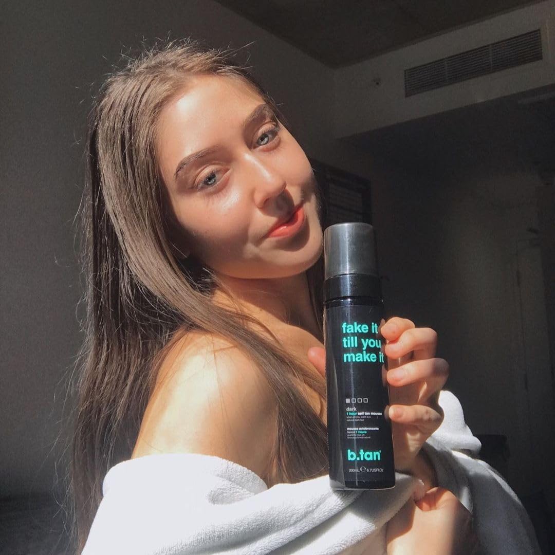 b.tan Dark Self Tanner | Fake It Till You Make It - Fast, 1 Hour Express Sunless Tanning Mousse, No Fake Tan Smell, No Added Nasties, Vegan, Cruelty Free, 6.7 Fl Oz