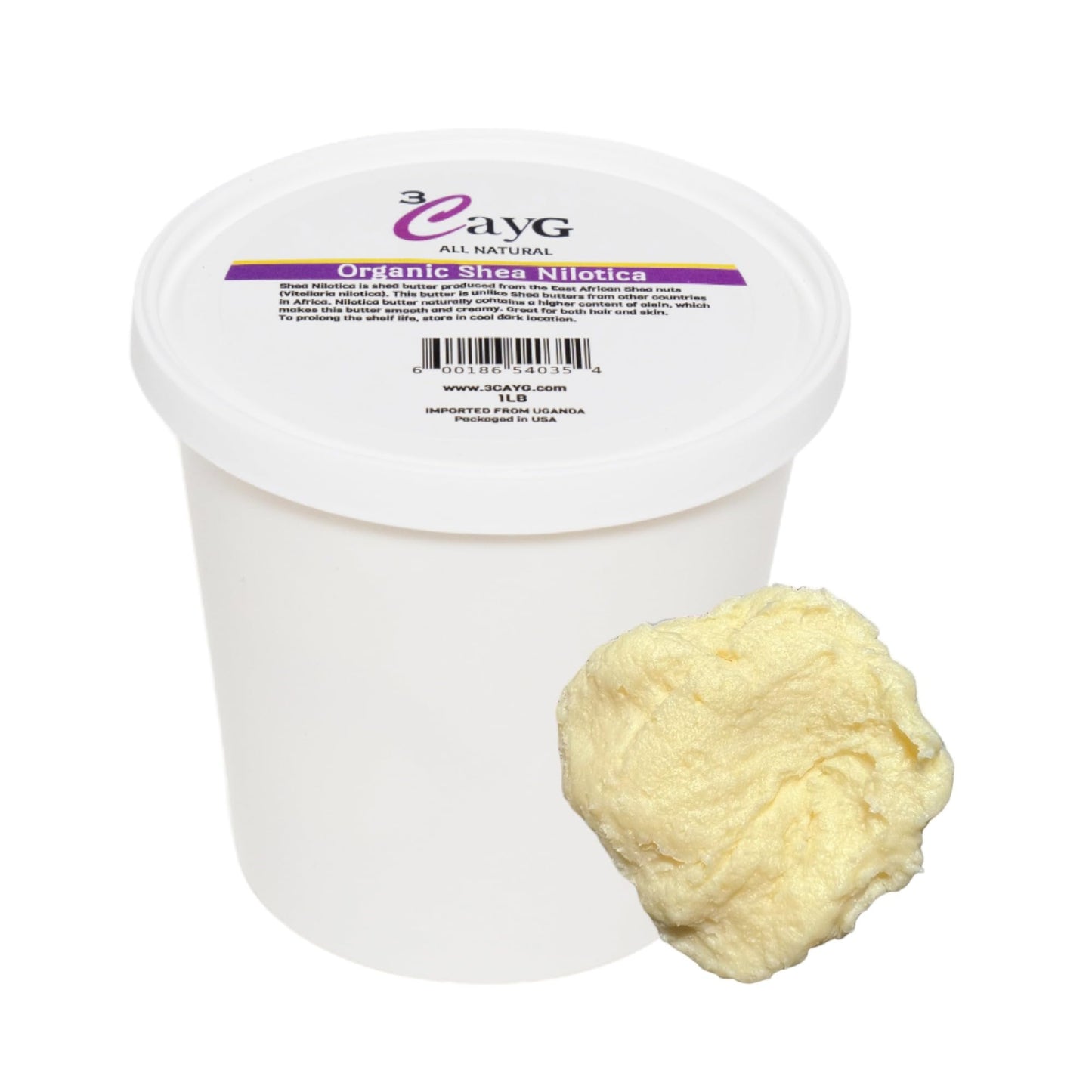 3CayG 1LB Shea Nilotica | East African Shea Butter| Creamy Smooth Whole Body Moisturizer