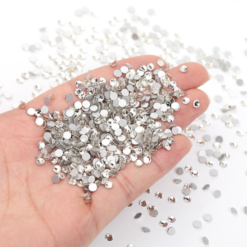 5040pcs Flatback Crystal Rhinestones Half Round Glue Fix Rhinestone for Crafts Nail Art（Crystal,SS10/2.7-2.9mm