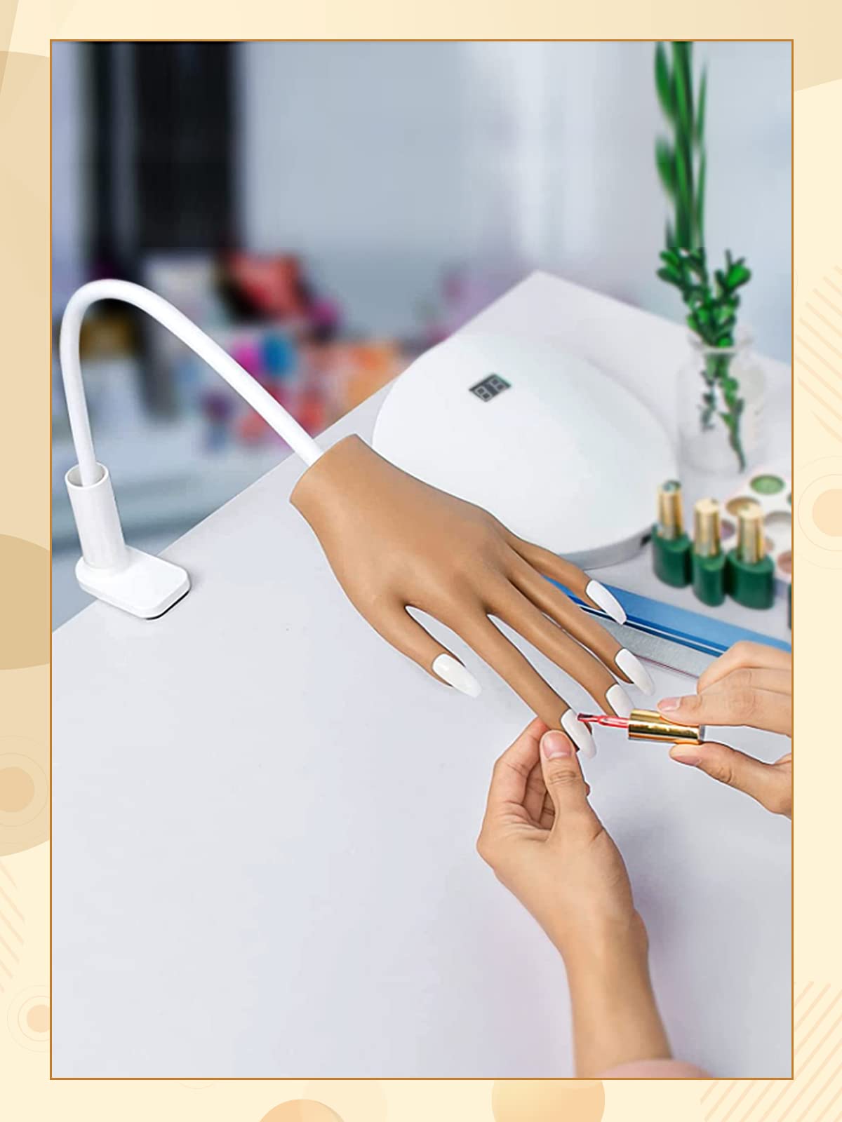 Practice Hand for Acrylic Nails- Silicone Nail Hand Practice Upgrade Nail Tips Never Fall Off, Fake Nail Manican Hand for Nail Practice, Flexible Practice Maniquin Hand with 200PCS Nail Tips