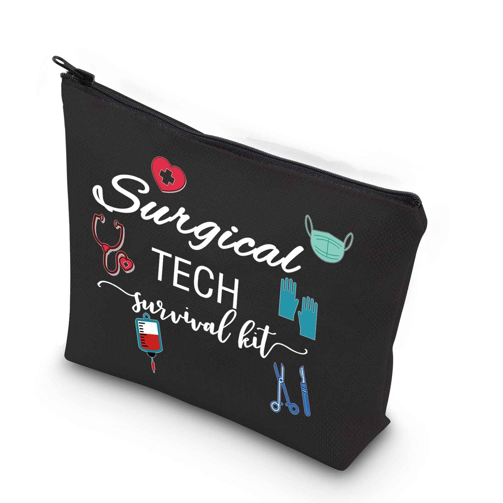 WCGXKO Surgical Tech Gift Surgical Tech Survival Kit Travel Accessories Toiletry Bag Makeup Bag (Surgical TECH black)