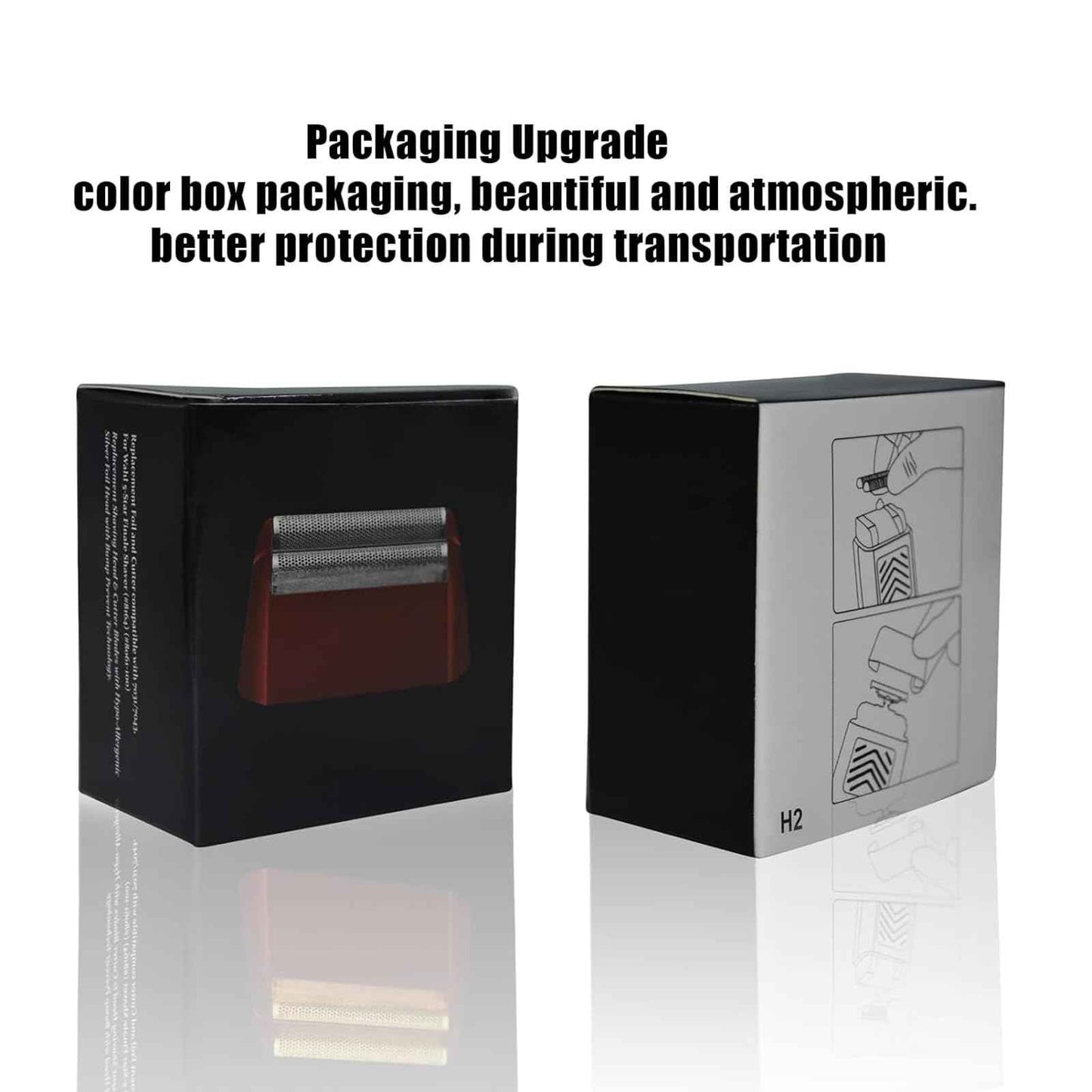 2 Pack Professional 5 Star Series Finale Shaver Replacement Foil and Cutter Bar Assembly Compatible With Wahl Shaver Foil 7031-100, 7043-100 Super Close Shaving Replacement Heads， (Black)