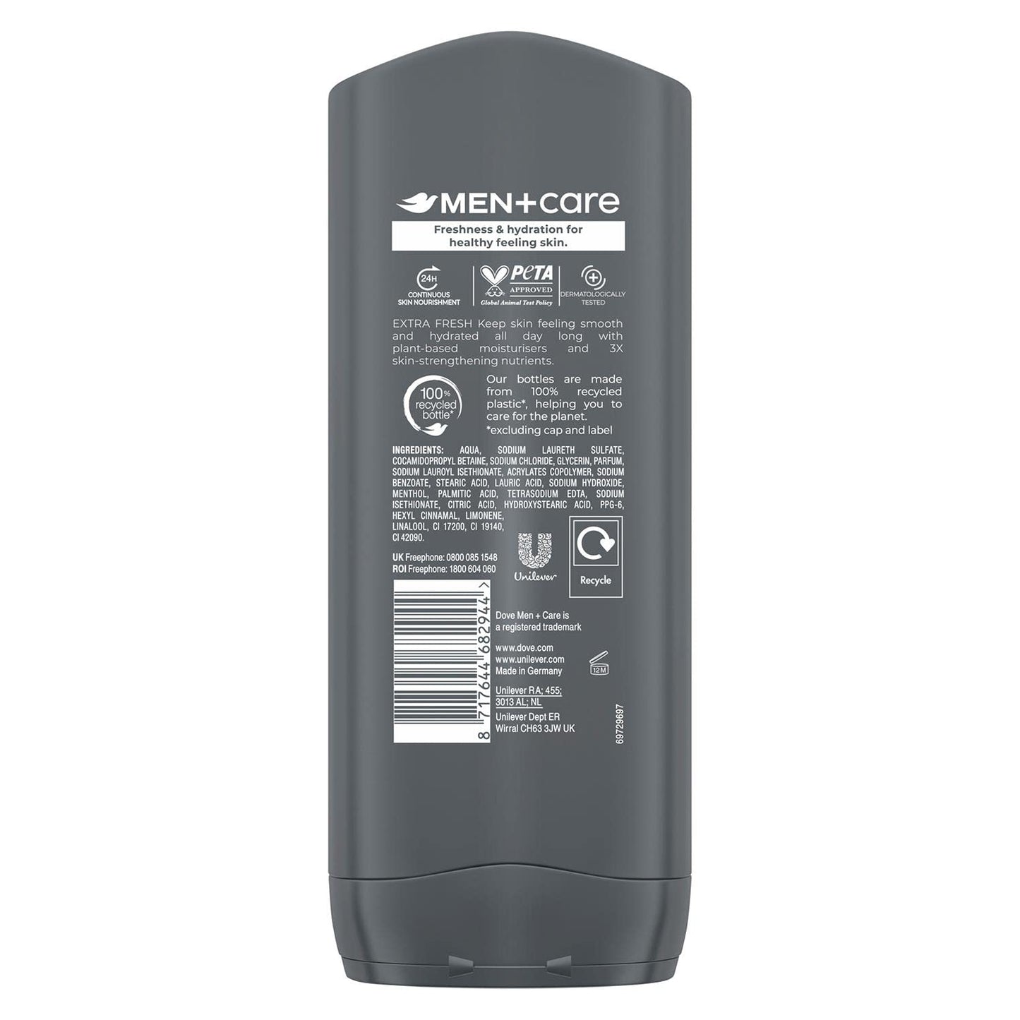 Dove Men+Care Extra Fresh body cleanser with MicroMoisture technology Body and Face Wash for hydrated and healthy skin 400 ml pack of 3