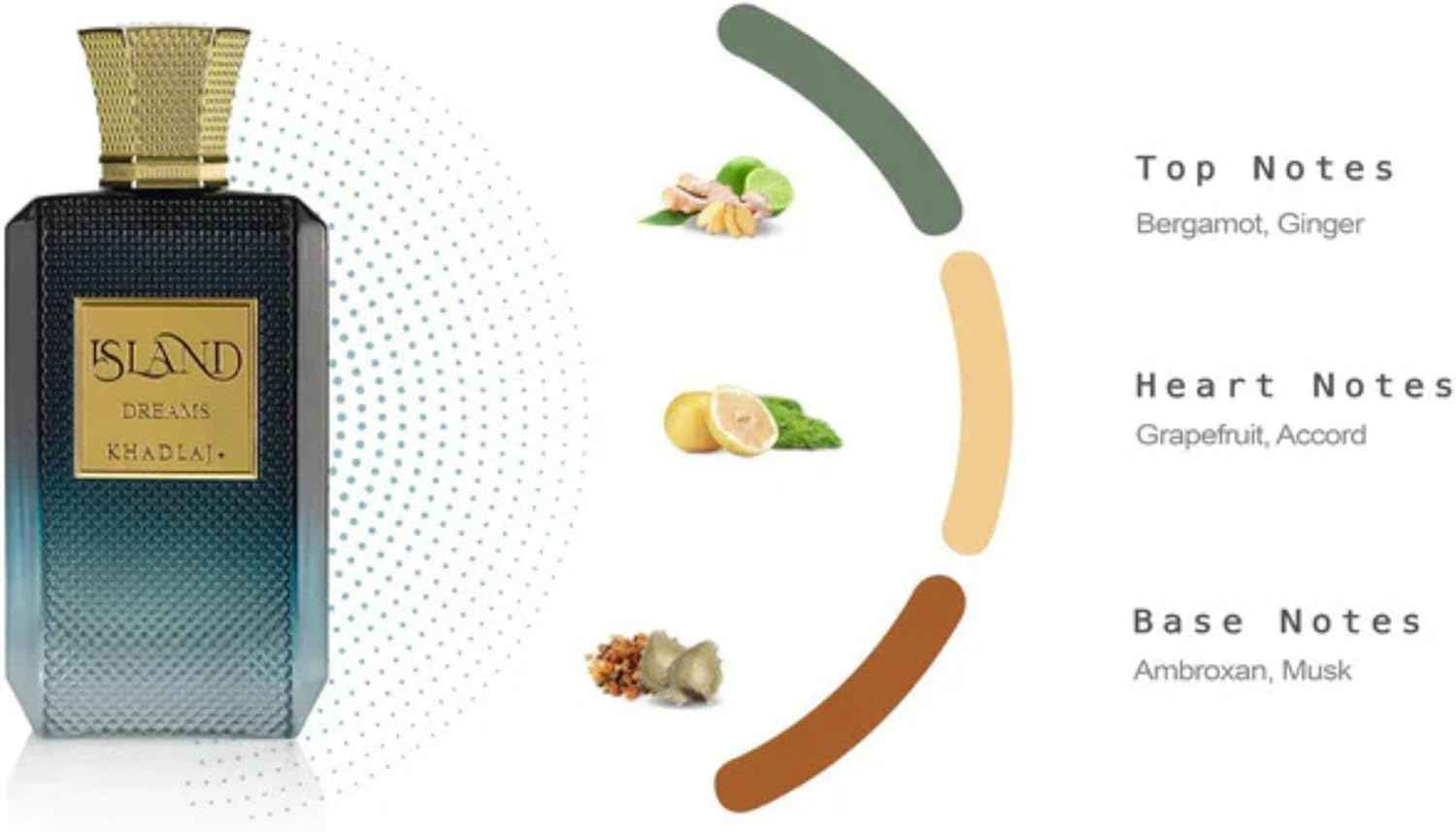 Khadlaj Island Dreams – Fruity, Floral, Woody, Musky – Extrait de Parfum Long-Lasting Fragrance for Unisex, 3.4 Ounce