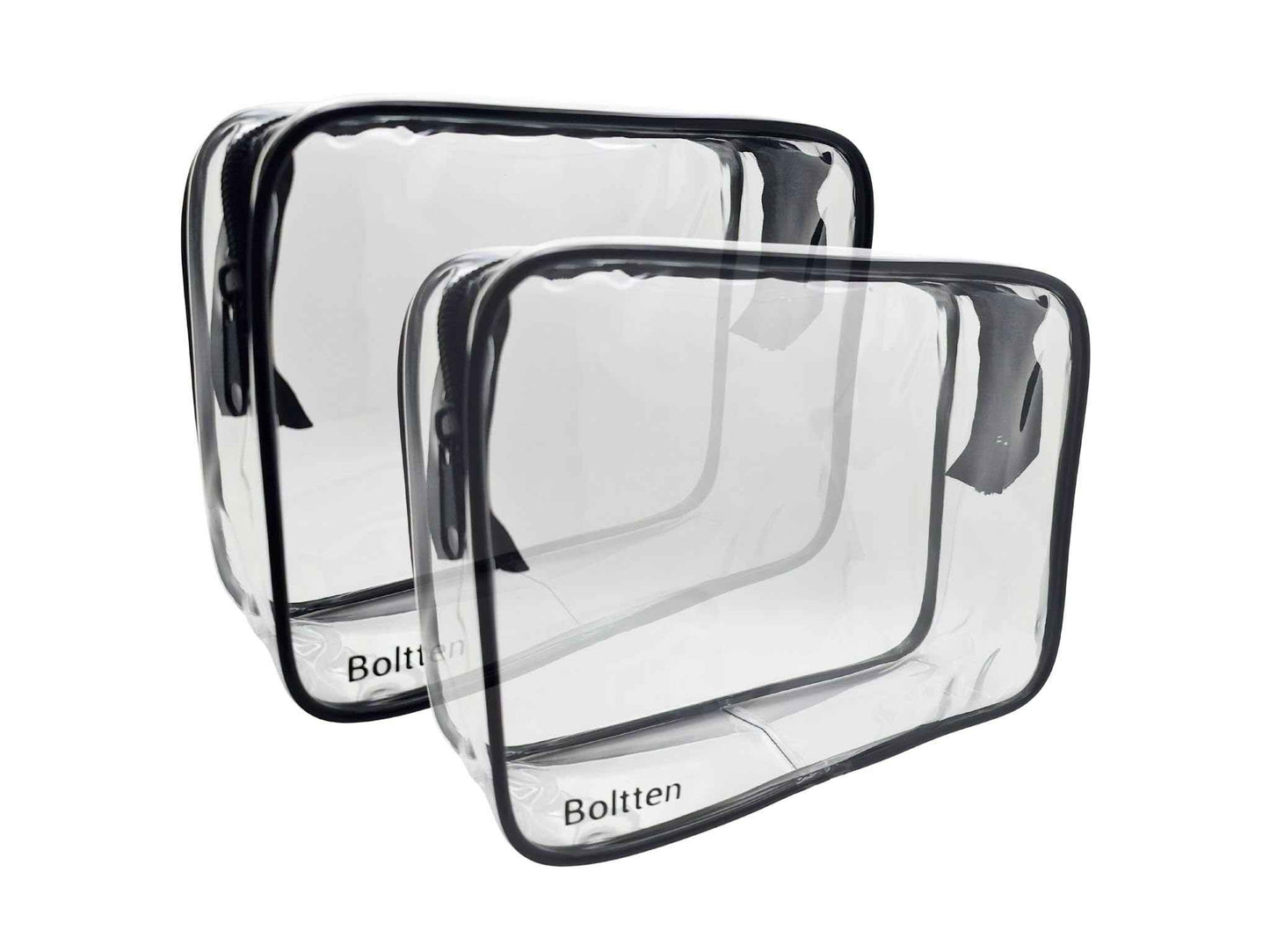 Boltten TSA Approved Clear Toiletry Bag 2-Pack, Quart Size Travel Cosmetic & Makeup Bags, Carry-On Airport Compliant