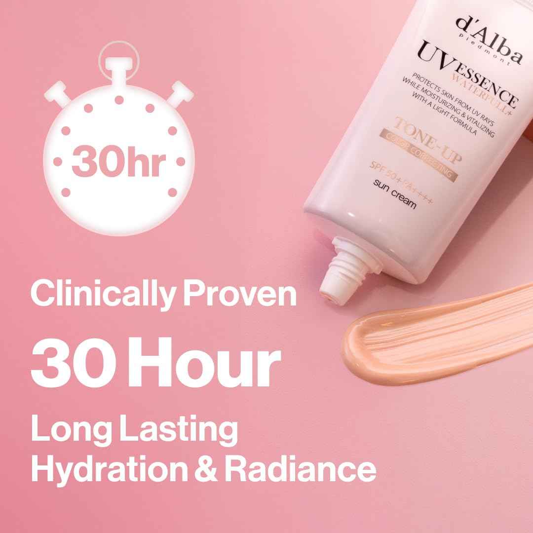 [2 ea] d'alba Piedmont Waterfull Tone-Up Sunscreen Serum BROAD SPECTRUM SPF 50 + Korean Sunscreen for Face, All Skin Tones, Sweat Proof Formula (2 x 1.69 fl.oz.)