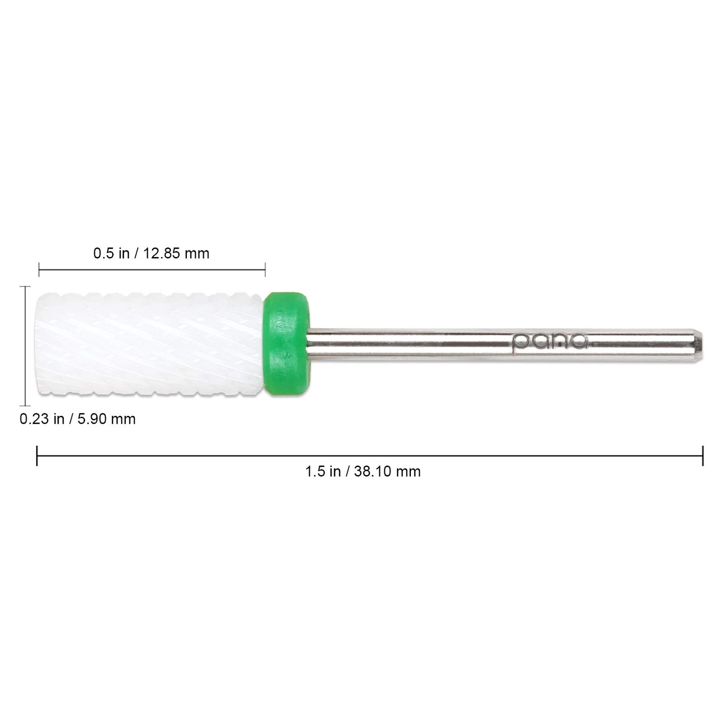 PANA Flat Top Small Barrel 3/32" Ceramic Bit - Coarse Grit - Fast remove Acrylic or Hard Gel Nail Drill Bit for Manicure Pedicure Salon Professional or Beginner