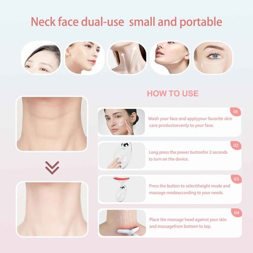 Red-Light-Therapy-for-Face and Neck, Face 𝖲 culpting Wand with 7 Color, Anti 𝖶rinkles Facial Massager for Face and Neck Tool for Skin Care (White)