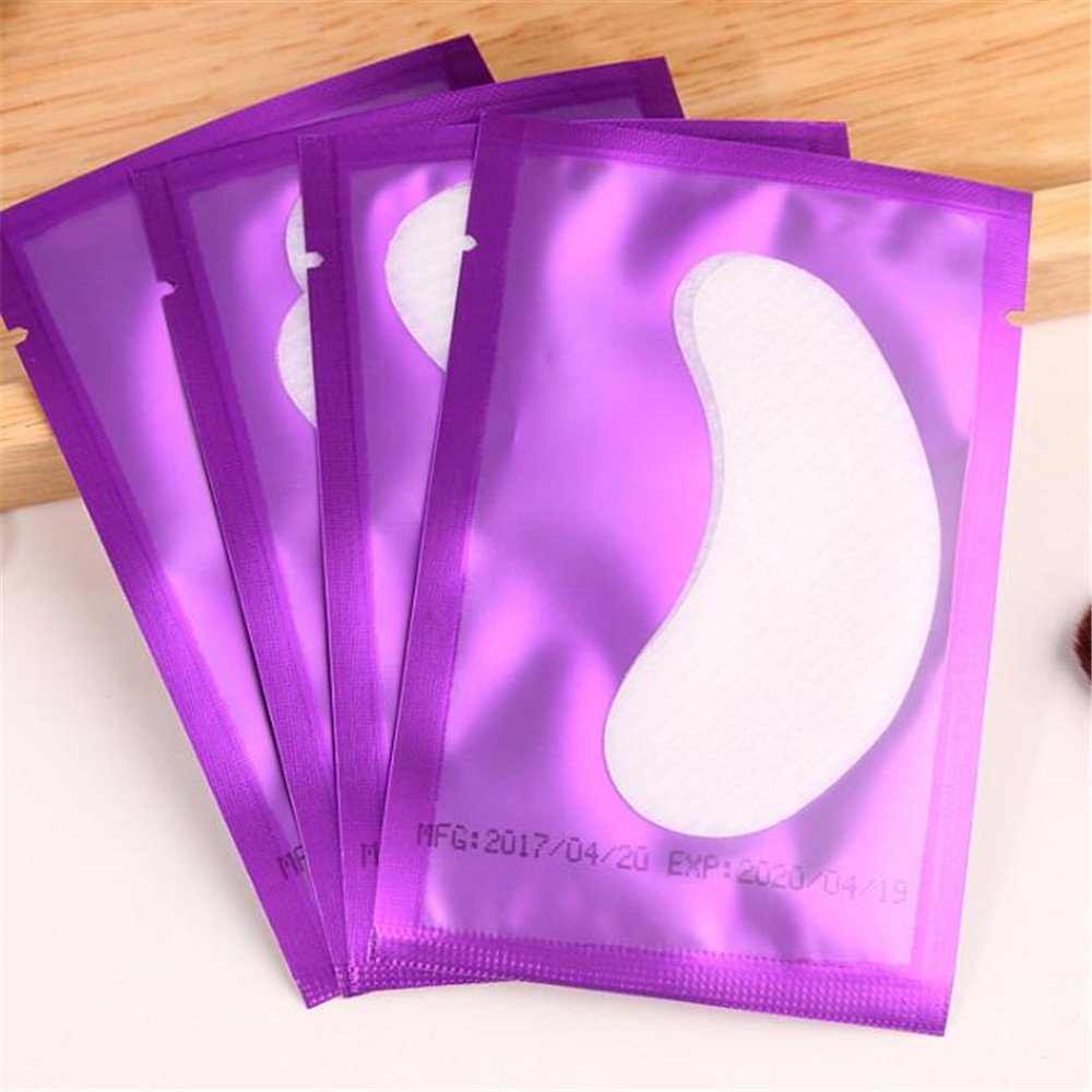 100 Pairs Set，Eye Gel Patches,Under Eye Pads Lint Free Lash Extension Eye Gel Patches (purple)