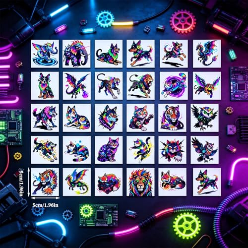 Konsait 60Pcs Mechanical Animal Temporary Tattoos for Kids & Adults