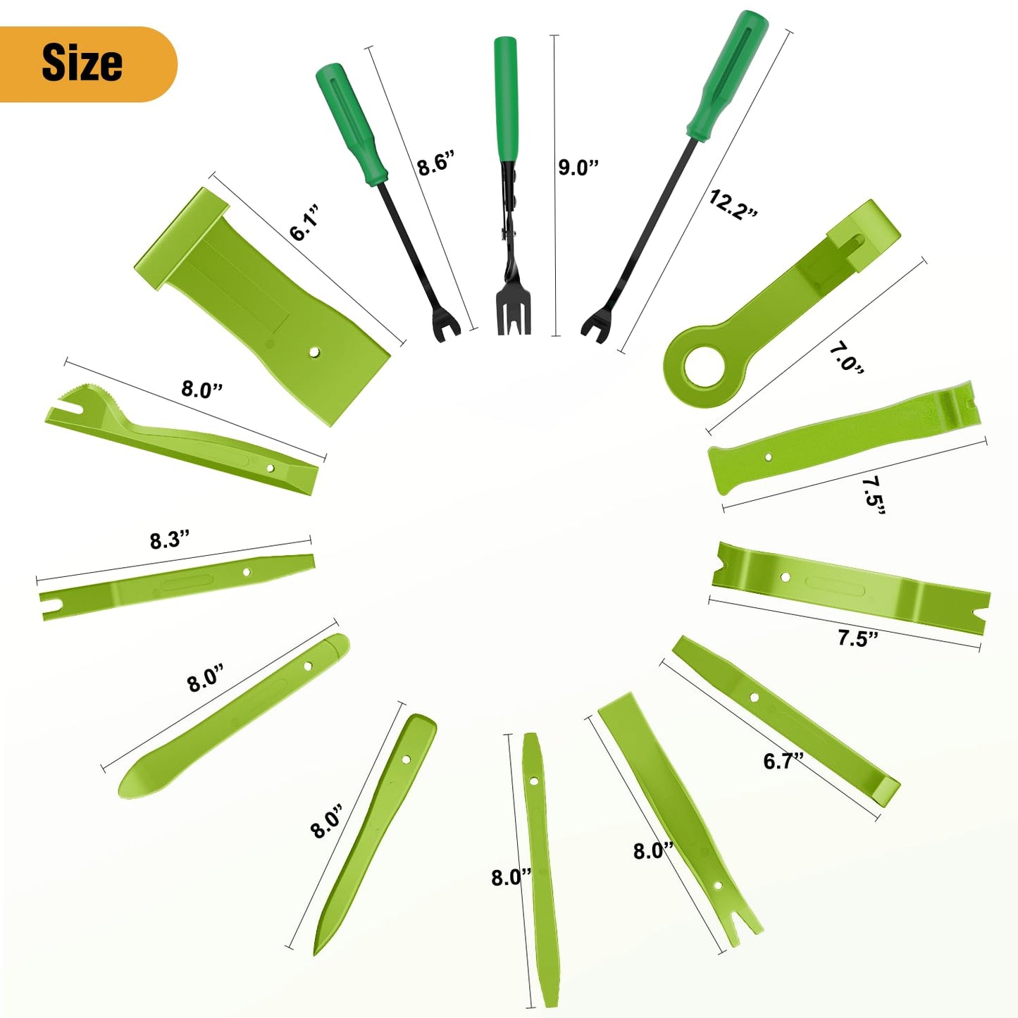 GOOACC 238Pcs Trim Removal Tool, Auto Push Pin Bumper Retainer Clip Set Fastener Terminal Remover Tool Adhesive Cable Clips Kit Car Panel Radio Removal Auto Clip Pliers, Green