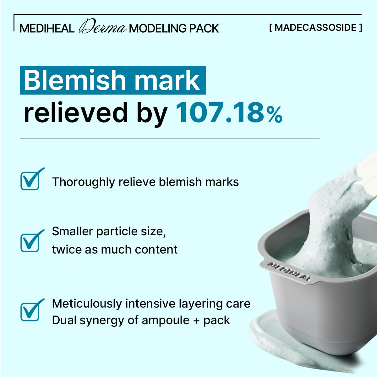 Mediheal Derma Modeling Pack (Madecassoside) - Relieving Blemish Marks For Clear Skin - Easy DIY Home Spa Kits, Hydrating Icy Jelly Mask For Skin Refreshment