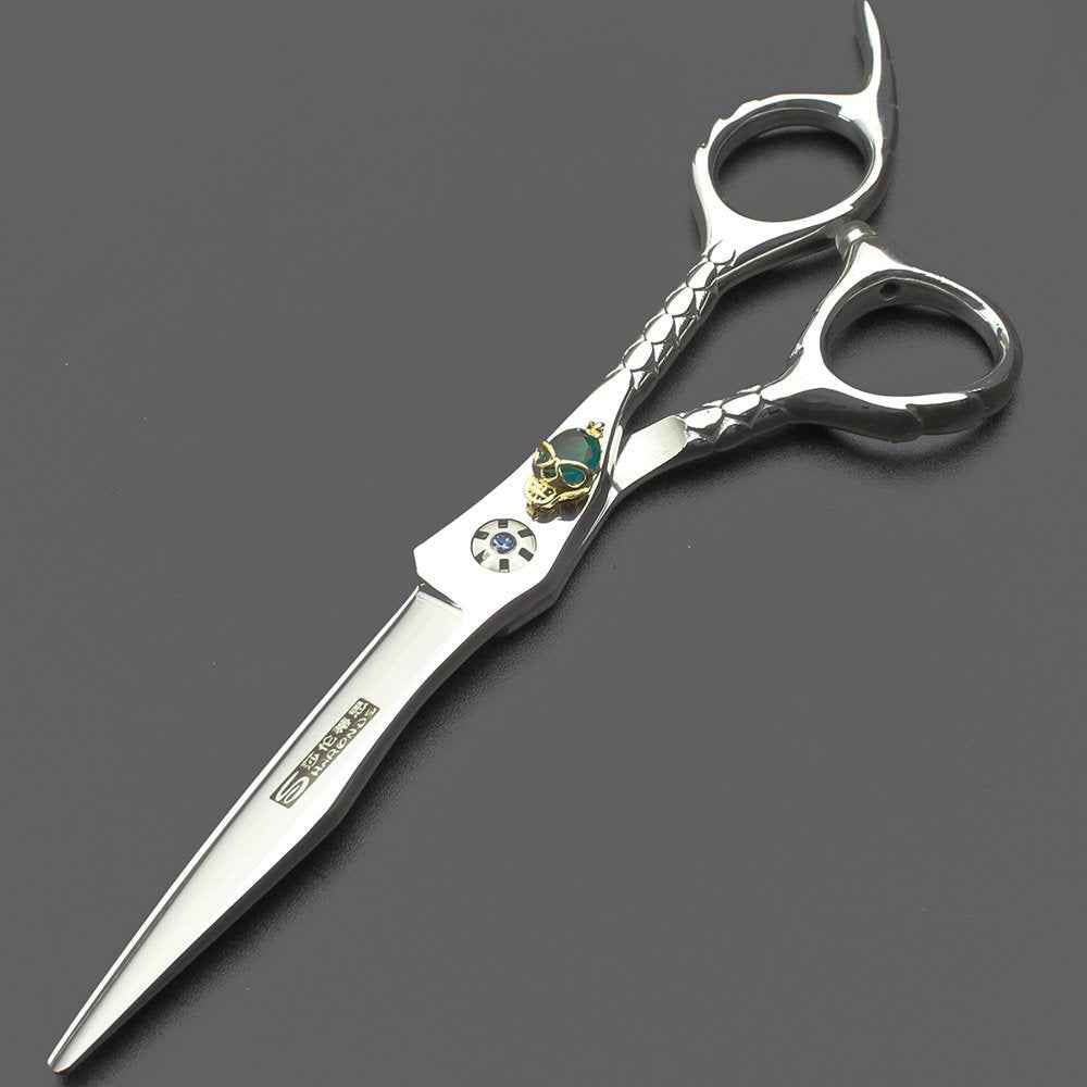 6-inch skull silver hair scissors salon hairdresser hairdresser Professional cutting and cutting hair special tools (Cutting Scissors)