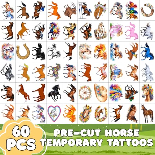 Horse Temporary Tattoos | 60pcs Party Favors & Stickers