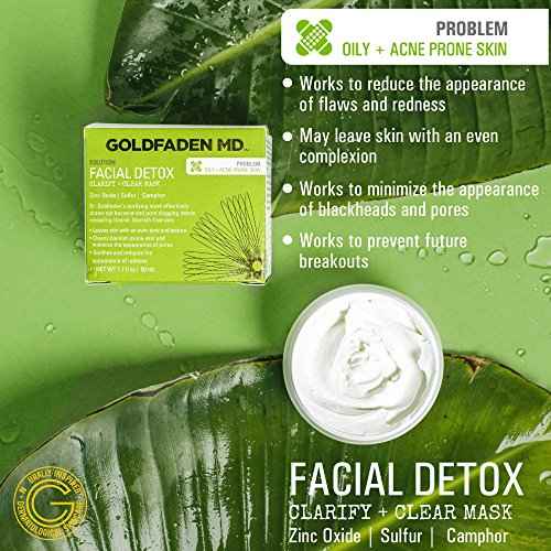 GOLDFADEN MD Facial Detox Mask Clarifying Face Mask w/Zinc Oxide, Sulfur, Salicylic Acid & Grapefruit Purifying Deep Clean Minimizes the Appearance of Redness, Blackheads & Pores 1.7 ? oz