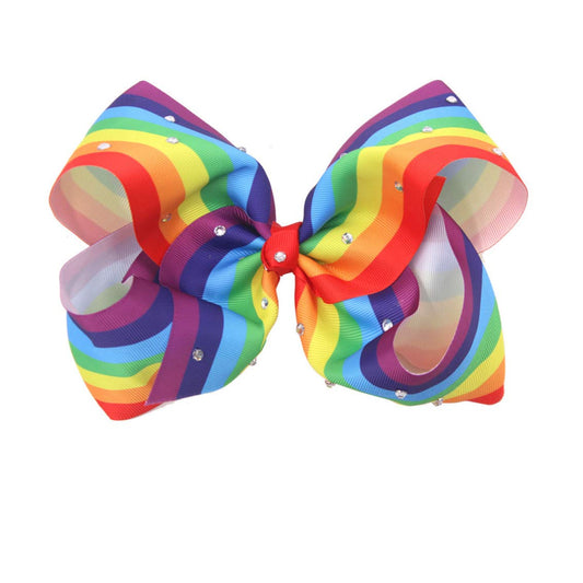 JustMyDress Rainbow Hair Bow with Clip Grosgrain Ribbons HairClips for Girls JB35 (-Rainbow-A), one size