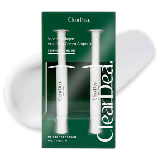 ClearDea Mucin Collagen Cream Ampoule for face – Collagen-Powered Hydrating & Firming Skincare, Non-Greasy, Revitalizing Serum Glass Skin Korean Beauty for All Skin Types, 4ml x 2