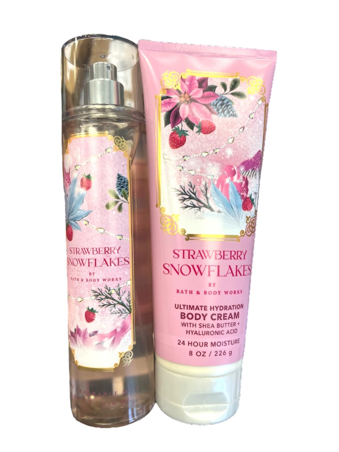 Bath & Body Works Fragrance Gift Sets (Strawberry Snowflakes Mist-Cream Set)