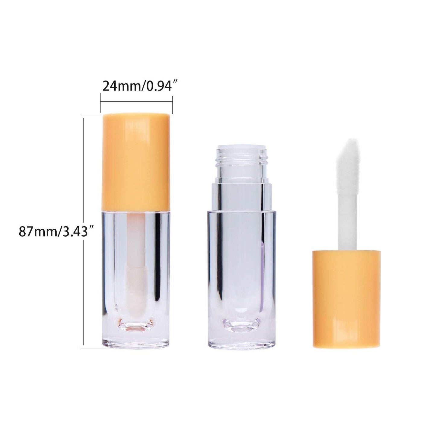 AJLTPA 8 Pieces Lip Gloss Tubes with Wand Empty, 6.5ml Refillable Lip Gloss Bottles Mini Lip Balm Bottles Transparent Lip Gloss Containers with Rubber Stoppers for DIY Lipgloss (yellow)