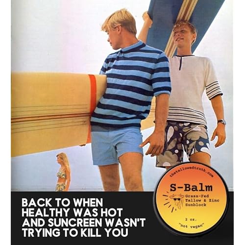 S-Balm ?Tallow and Zinc Sun Block ? Grass-Fed Beef Tallow Moisturizer with 17% Non-Nano Zinc Oxide ? Unscented Balm For Daily Outdoor Use ? 2 oz