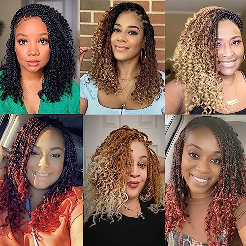 8 Packs Crochet Box Braids- Boho Box Braids Crochet Braids Hair Bohomian Box Braid Crochet Hair Synthetic Braiding Hair 14 Inch Goddess Box Braids Crochet Hair for black women (14(8Packs), 1B/30/27)