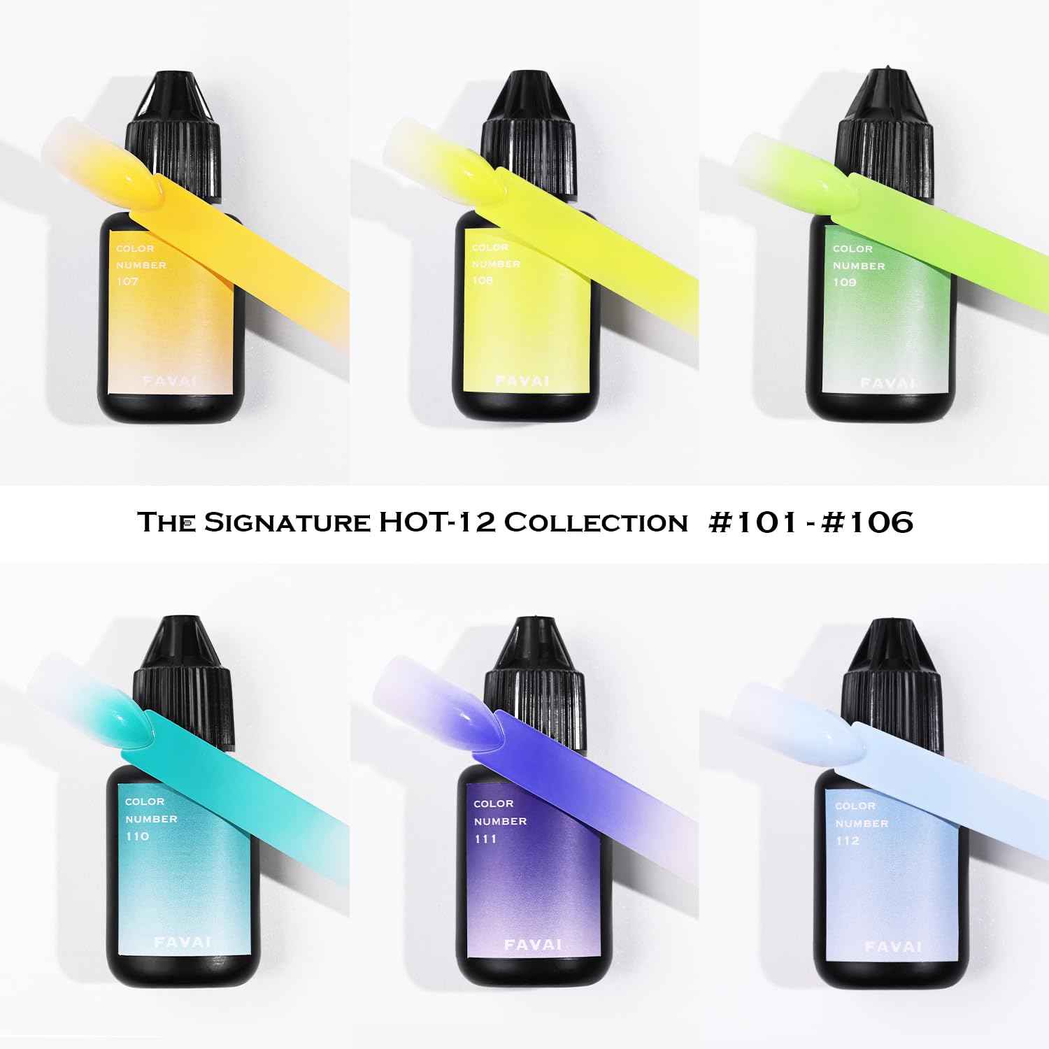 FAVAI Professional Airbrush Gel Nail Set - HOT 12 Collection | Original Airbrush Nail Formula | Fast-Dry, Smooth Gradient, Salon-Quality Finish Gel Nail Polish, Nail Design Decoration at Home,12 PCS