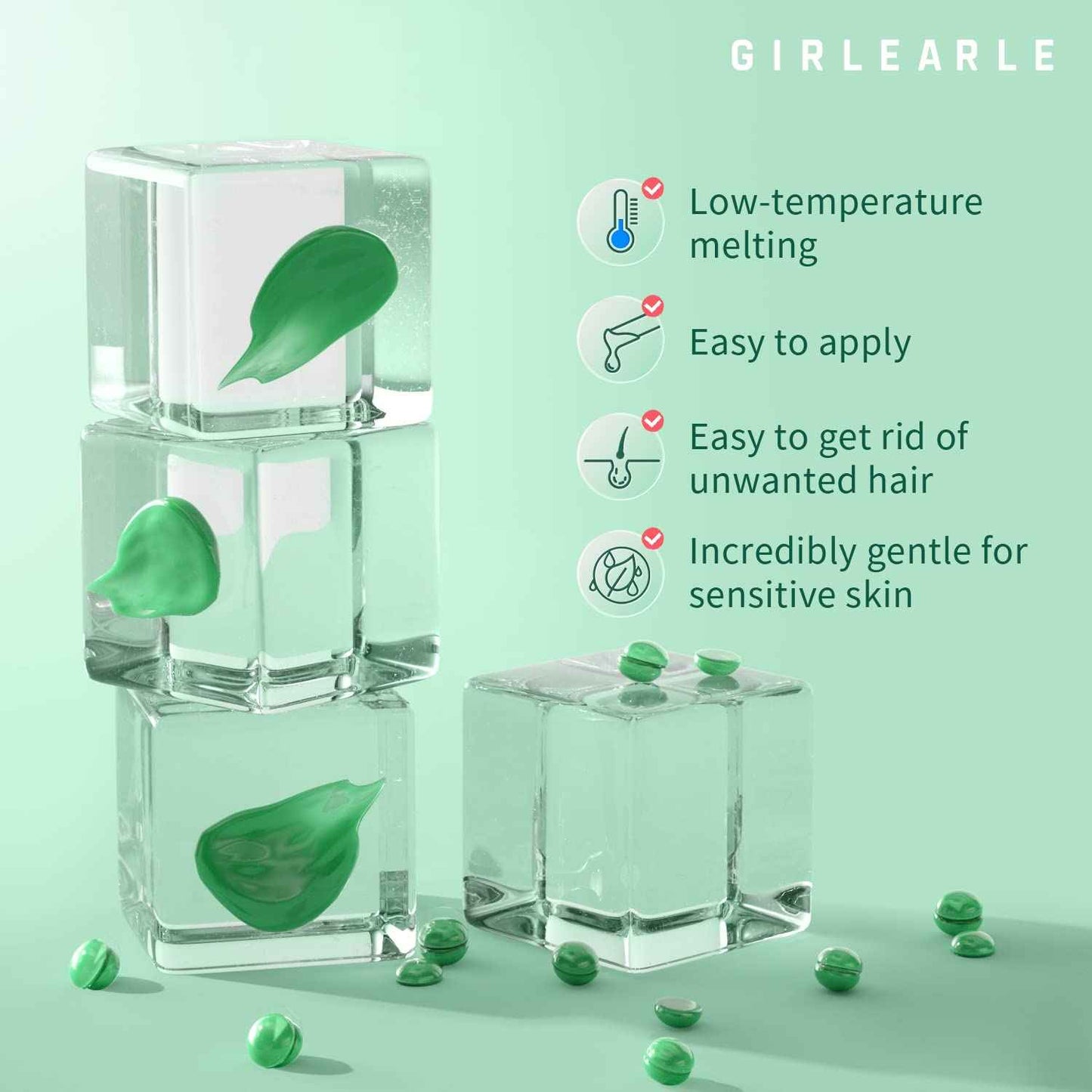 GIRLEARLE Wax Beads (1lb) for Hair Removal - Aloe Vera Formula, Perfect for Sensitive Skin, Eyebrow, Brazilian Bikini, Legs, Facial and Full Body Waxing at Home